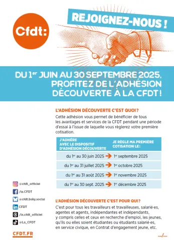 image flyer adhesion decouverte 2025 avec une main serrant une autre main