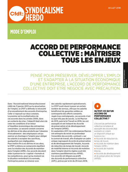 Cfdt Accord De Performance Collective Maitriser Tous Les Enjeux